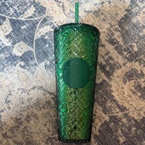 Starbucks Green Faceted Diamond Tumbler